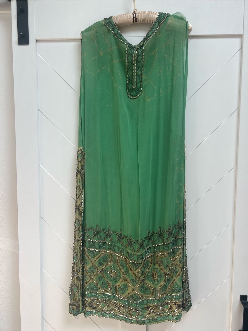 Authentic 1920’s silk chiffon hand made beautifully beaded flapper’s dress.